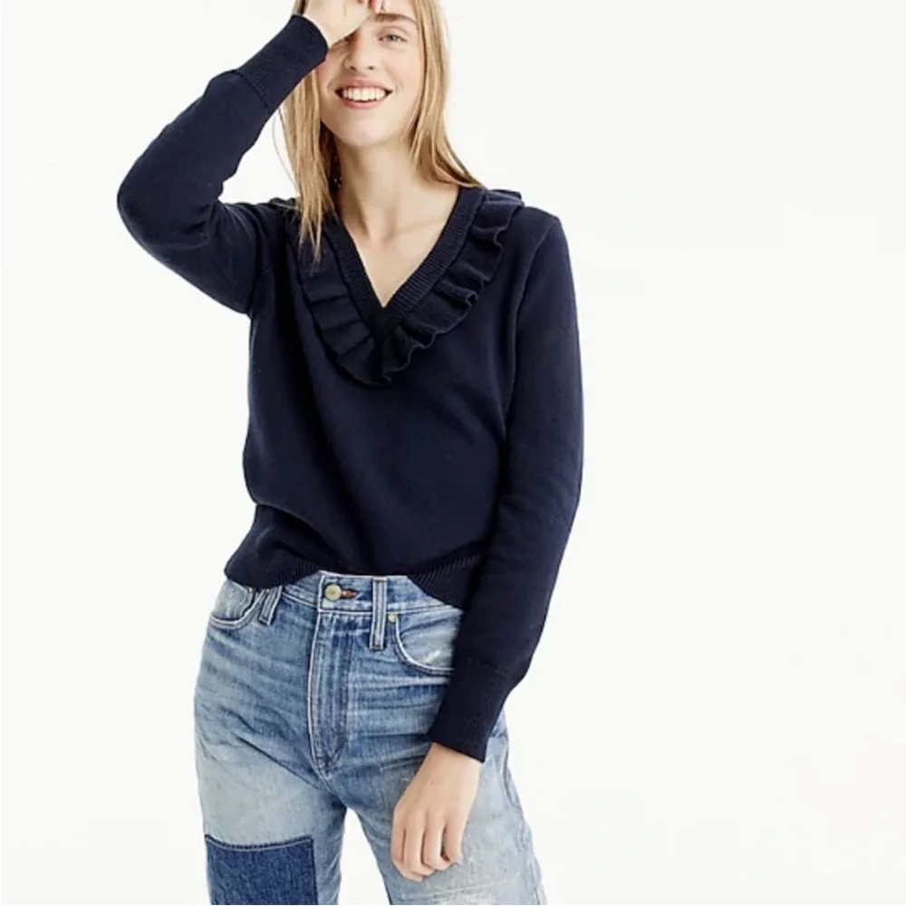 J.Crew Ruffle V-neck sweater